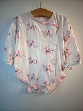 Moimoln Pink Dragon-Print Long Sleeve Baby Bodysuit
